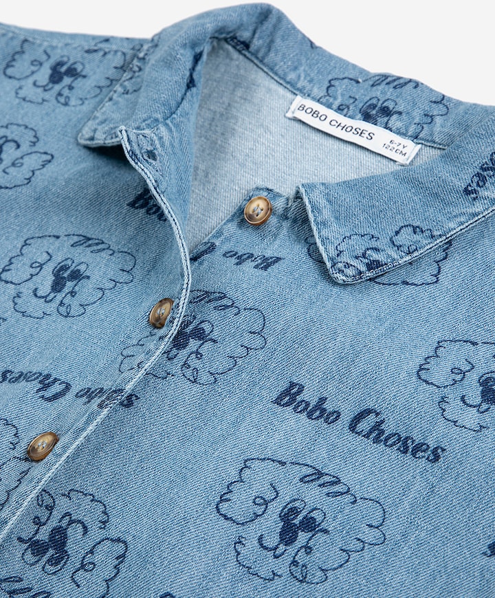 Jongens overhemd korte mouw blauw