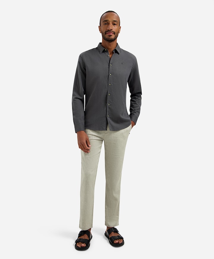 Heren overhemd lange mouw blauw