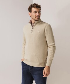 Heren trui met rits beige
