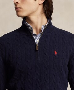 Heren trui met rits blauw