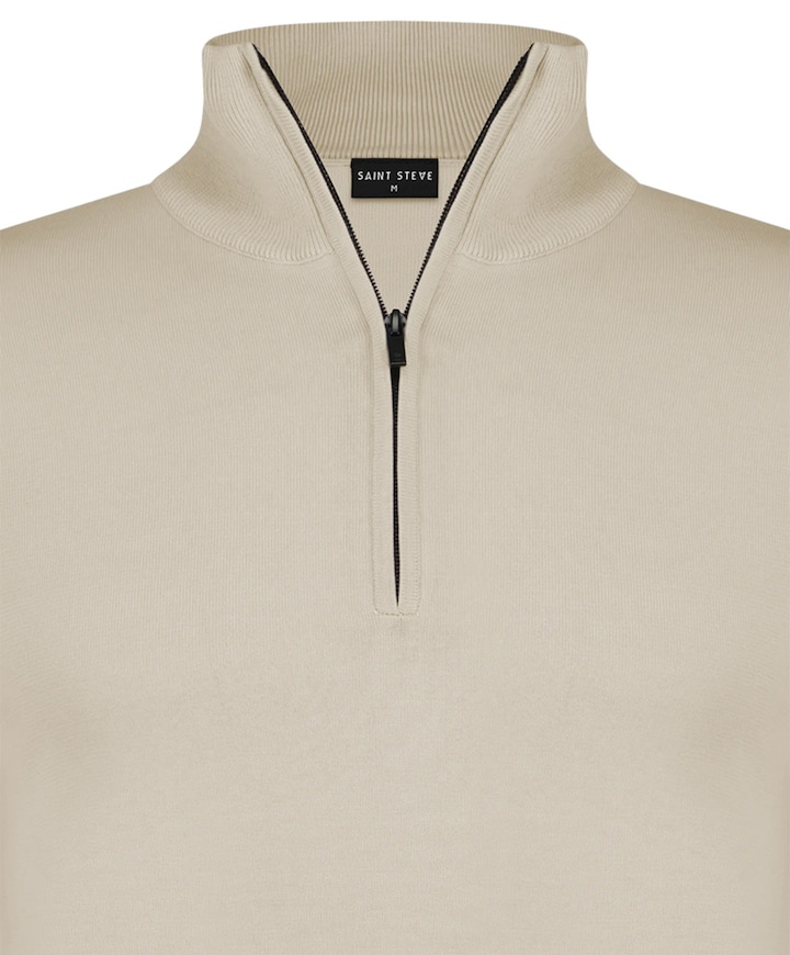 Heren trui met rits beige