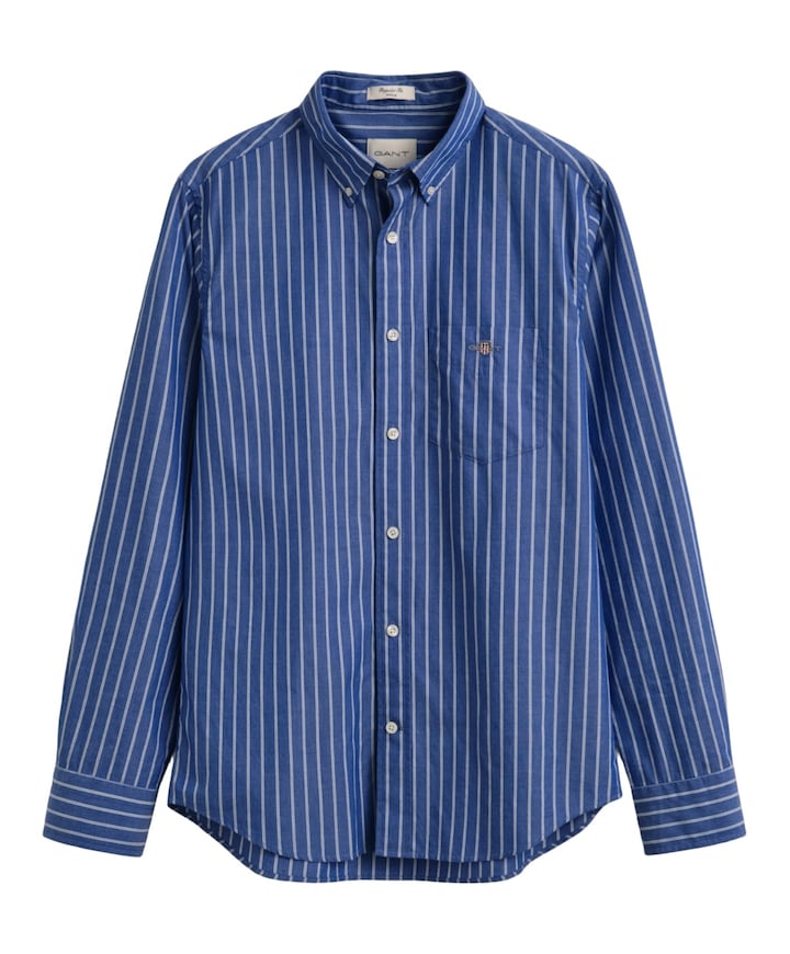 Heren overhemd lange mouw blauw