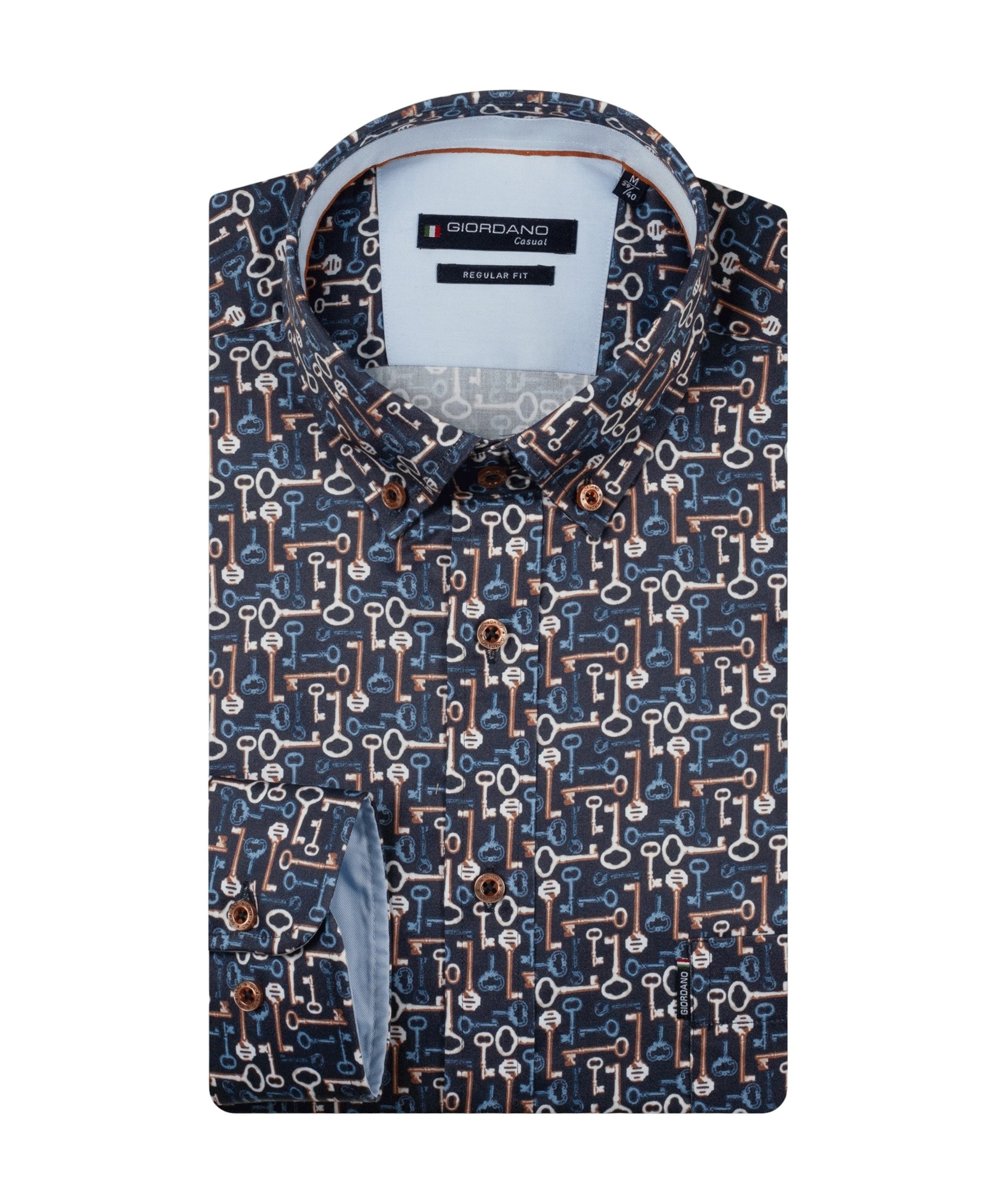 Heren overhemd lange mouw blauw