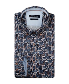 Heren overhemd lange mouw blauw