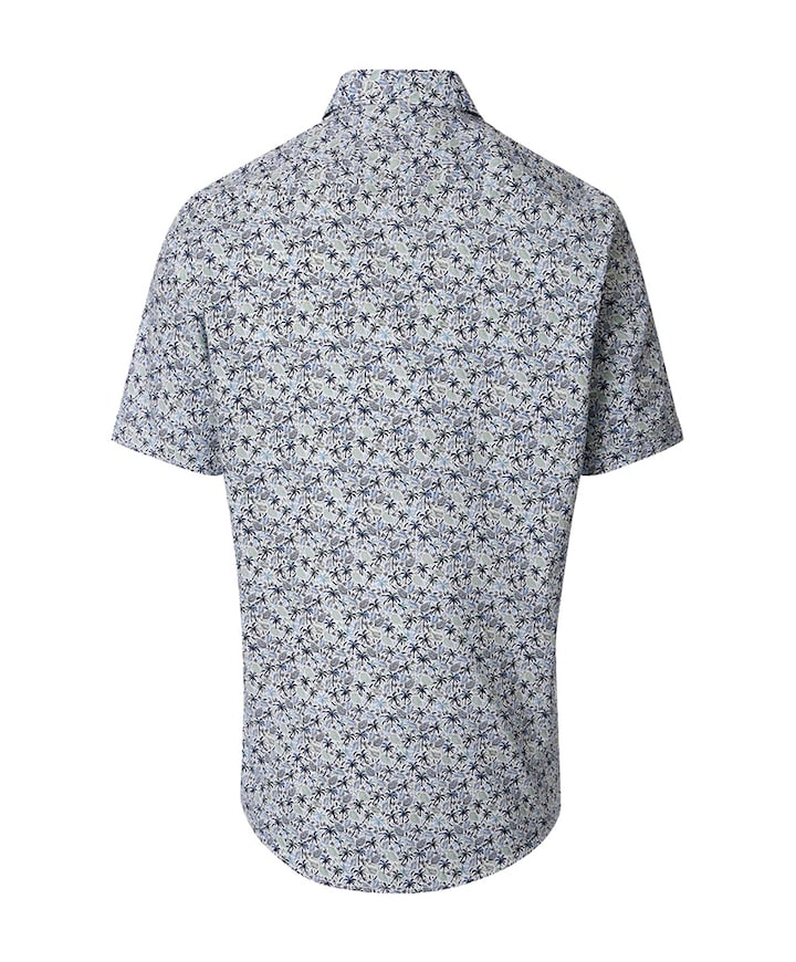 Heren overhemd korte mouw blauw