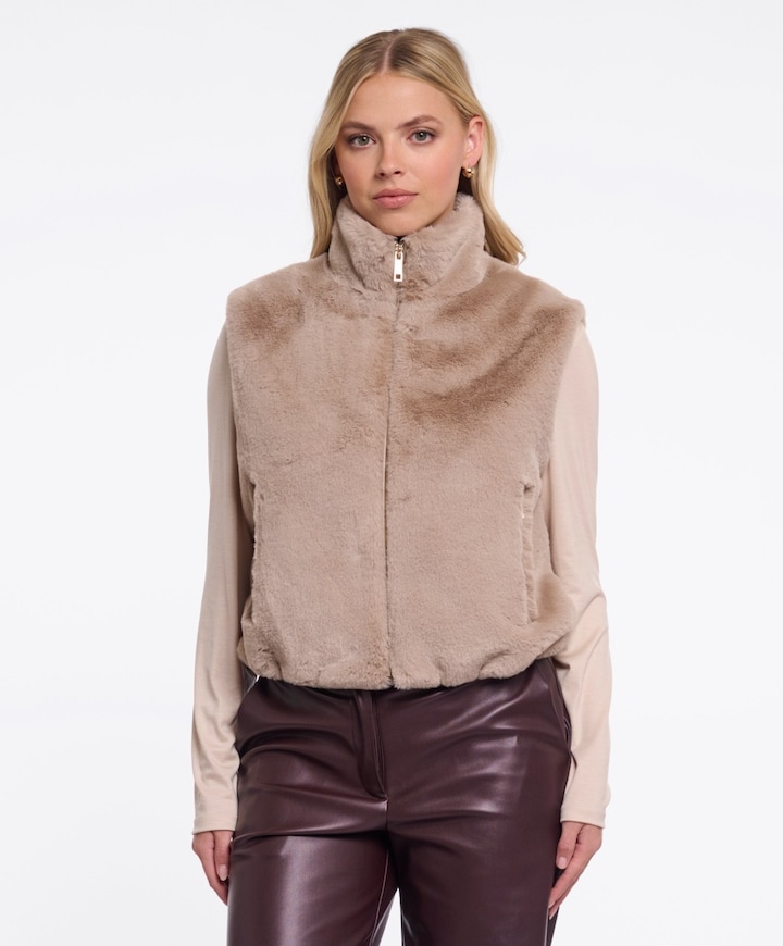 Dames gilet beige