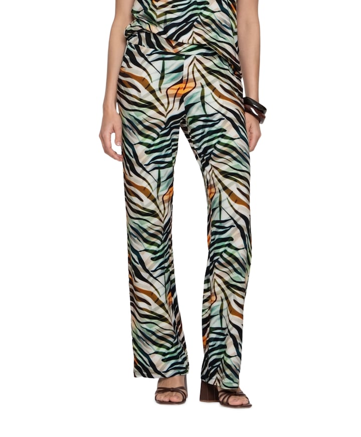 Jersey AOP dames broek bruin