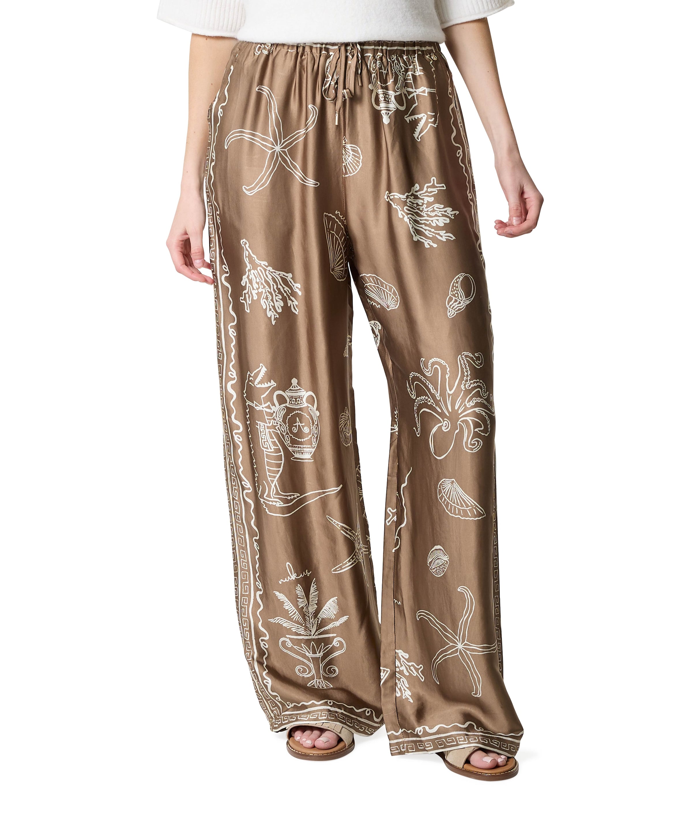 Valerie Print dames broek bruin