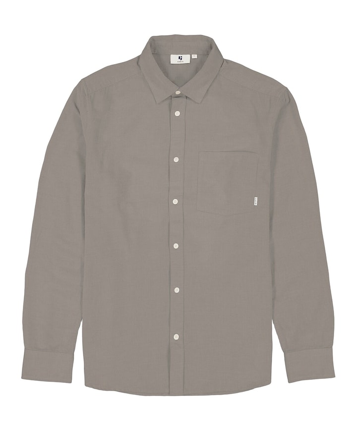 Heren overhemd lange mouw beige