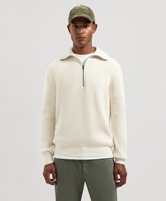 Heren trui met rits ecru