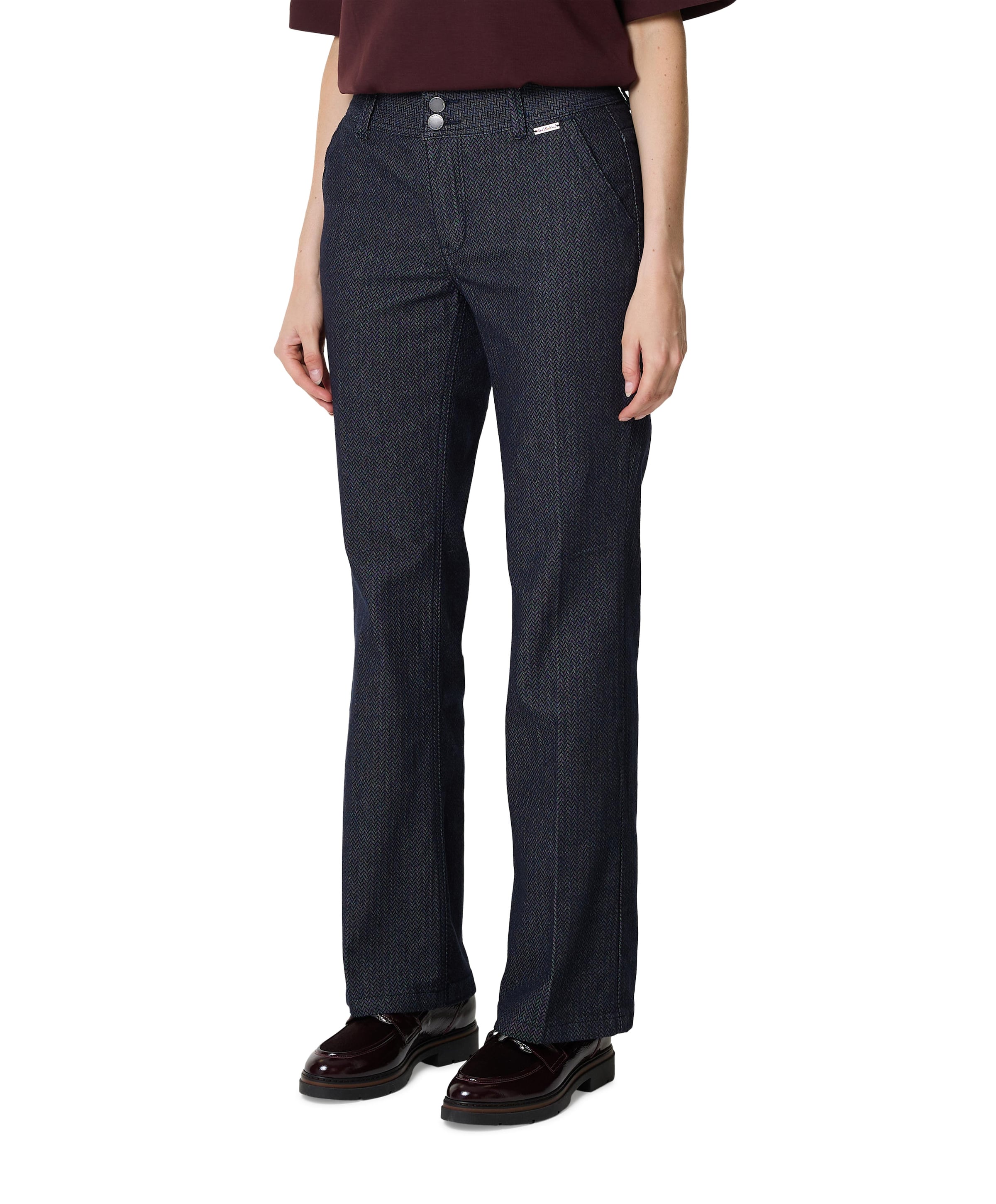 Bibette herringbone dames broek blauw