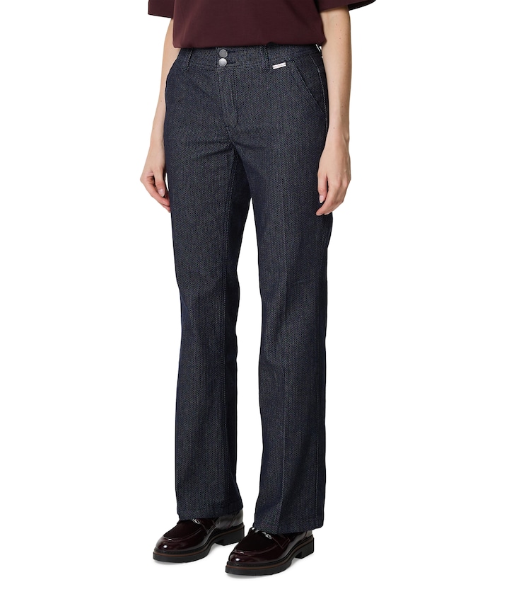 Bibette herringbone dames broek blauw
