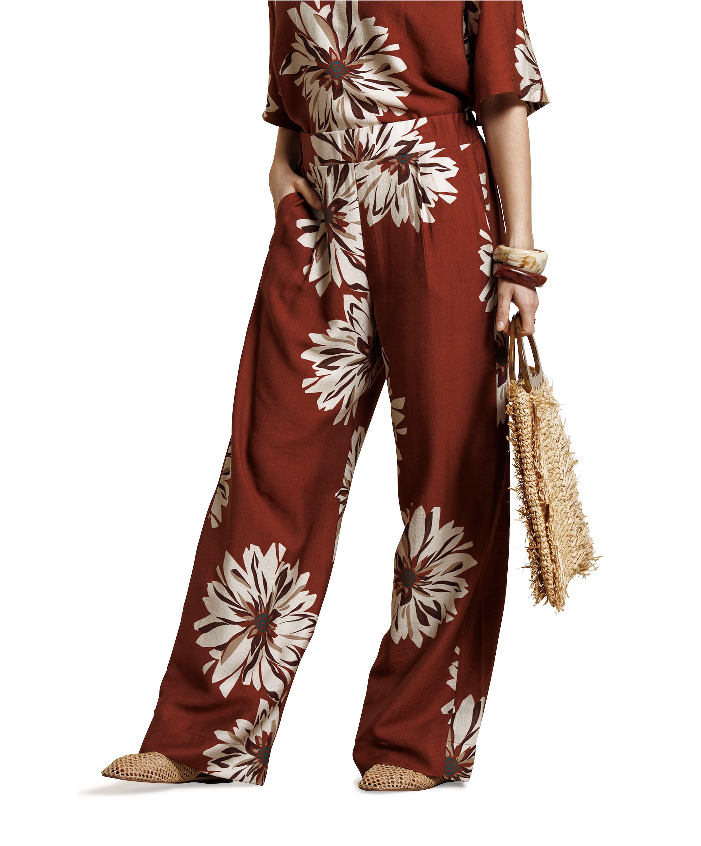 Bruce flower dames broek brique