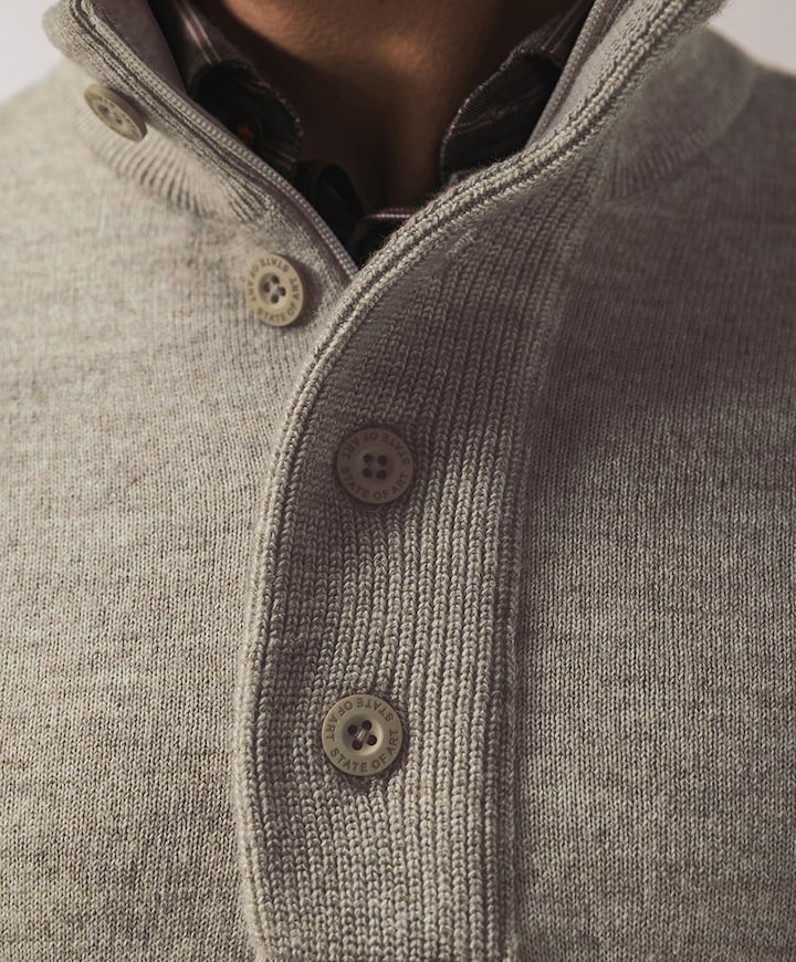 Heren trui met rits beige