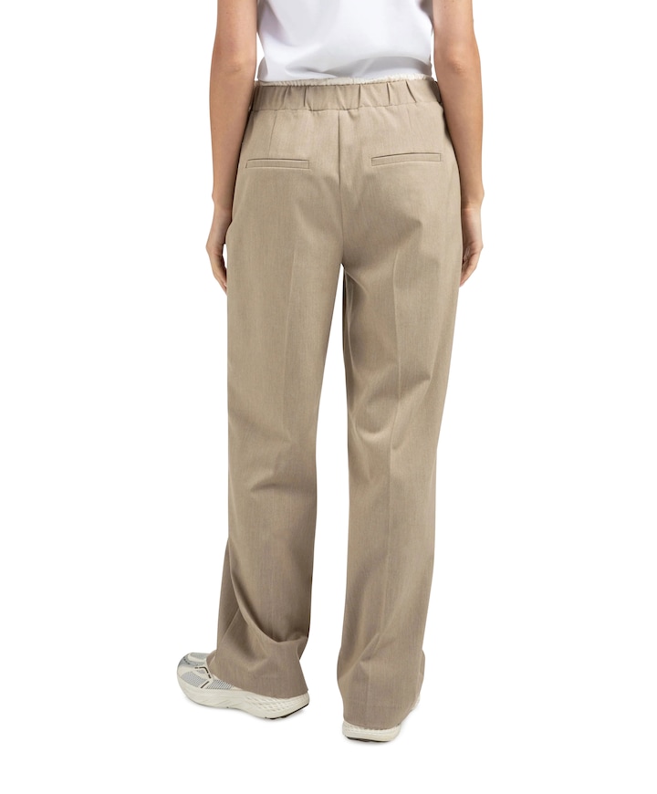 Woven wide leg with c broek beige