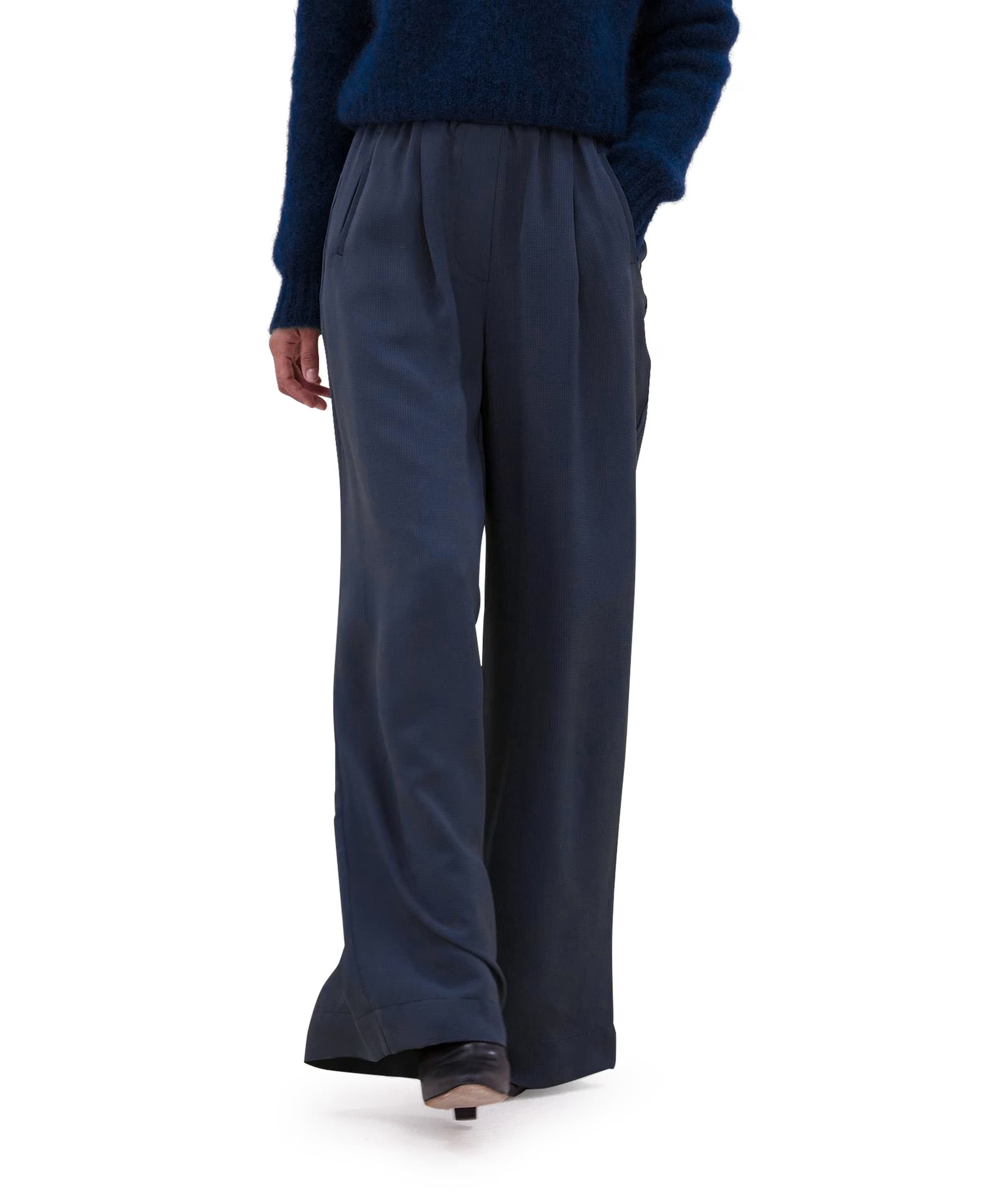 benji satin stripe dames broek blauw