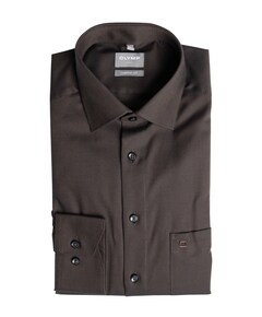 Heren overhemd lange mouw bruin