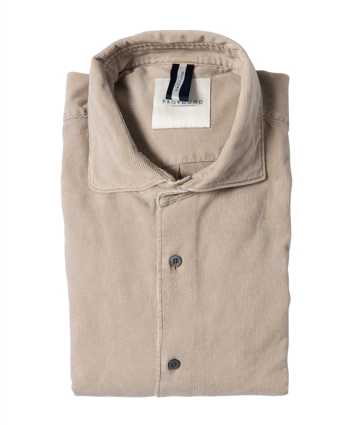 Heren overhemd lange mouw beige