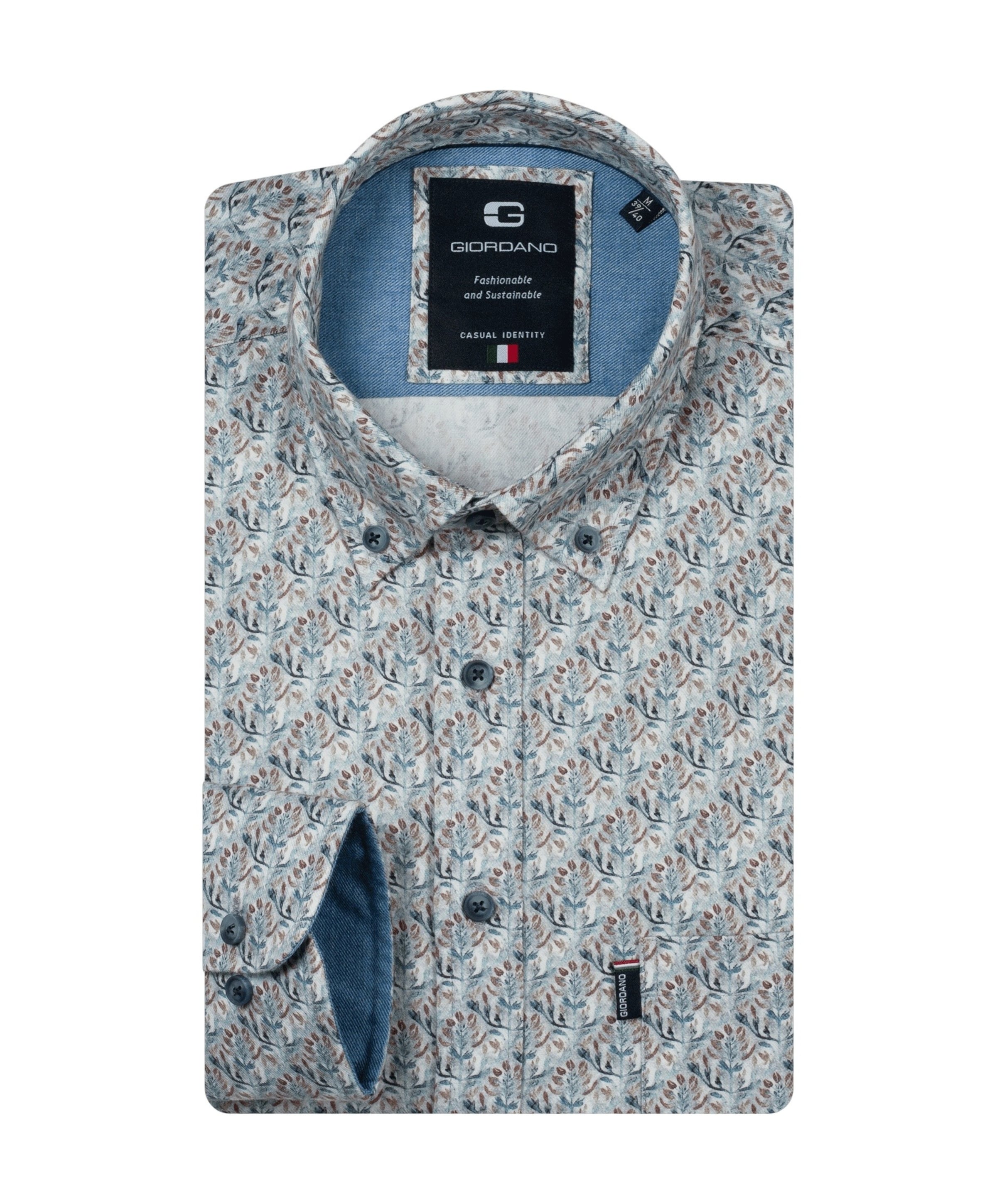 Heren overhemd lange mouw blauw
