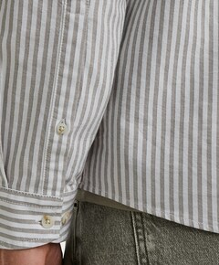 Heren overhemd lange mouw beige