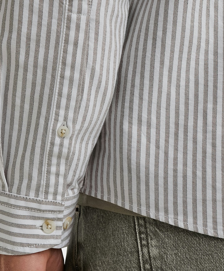 Heren overhemd lange mouw beige