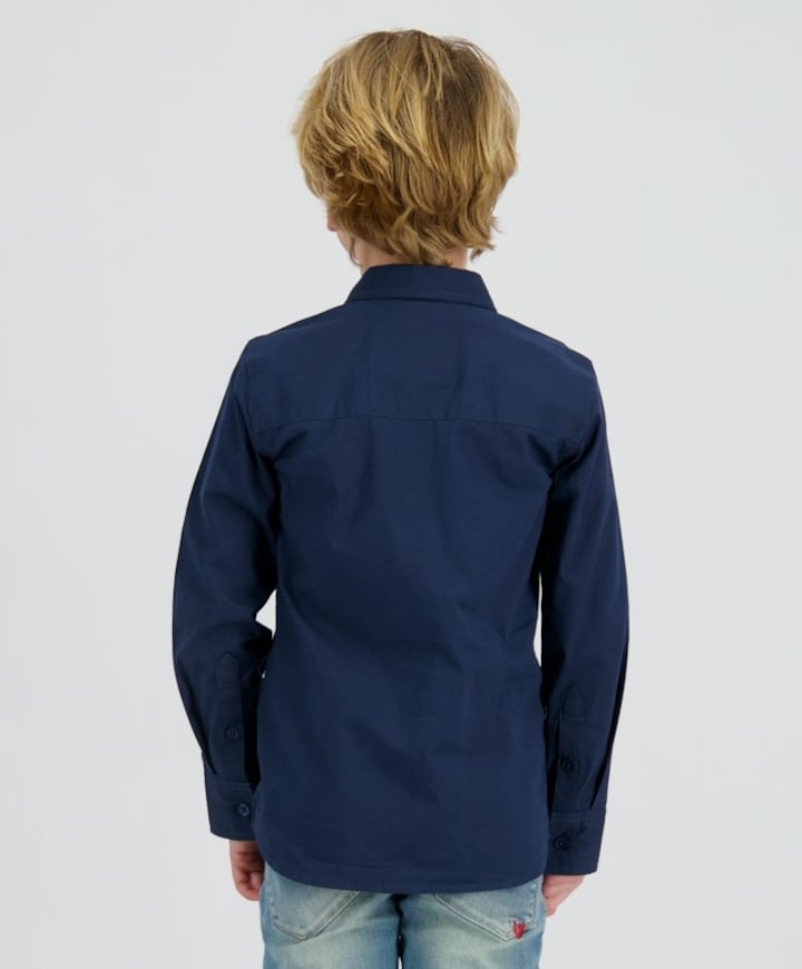Jongens overhemd lange mouw blauw