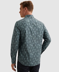 Heren overhemd lange mouw blauw