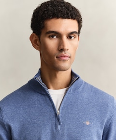 Heren trui met rits blauw