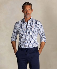 Heren overhemd lange mouw blauw