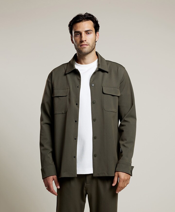 Heren overhemd lange mouw groen