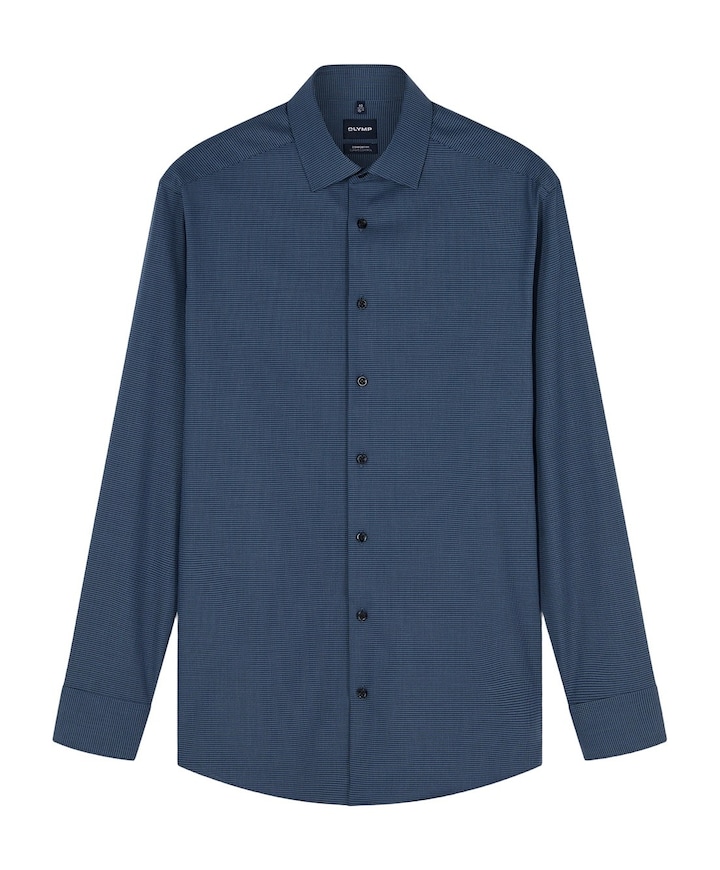 Heren overhemd lange mouw blauw