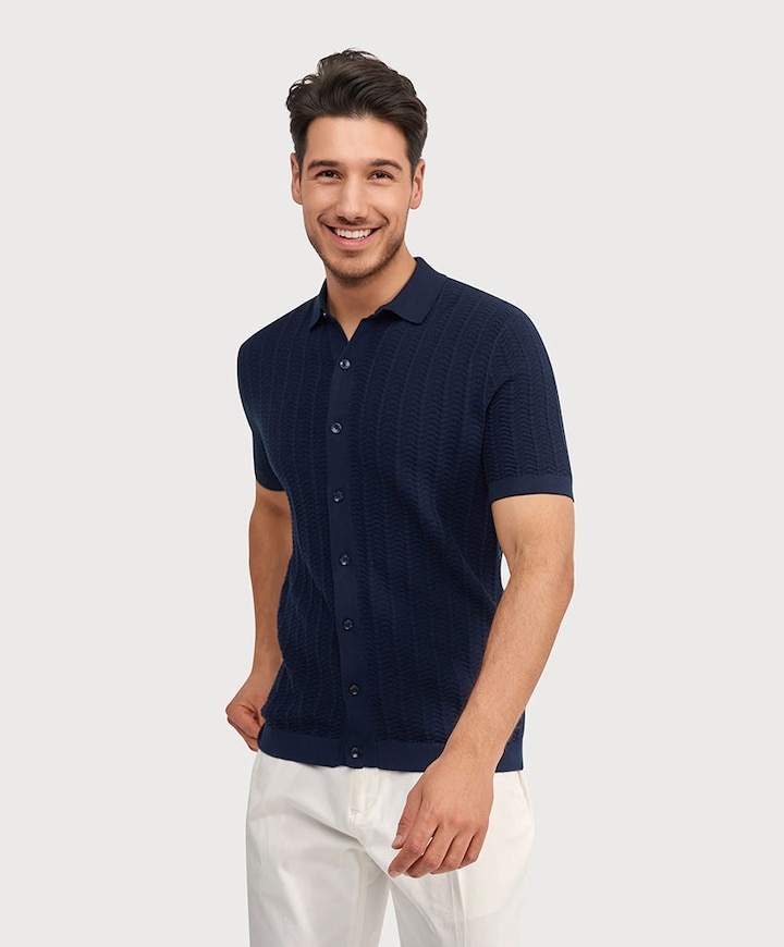 Heren polo blauw