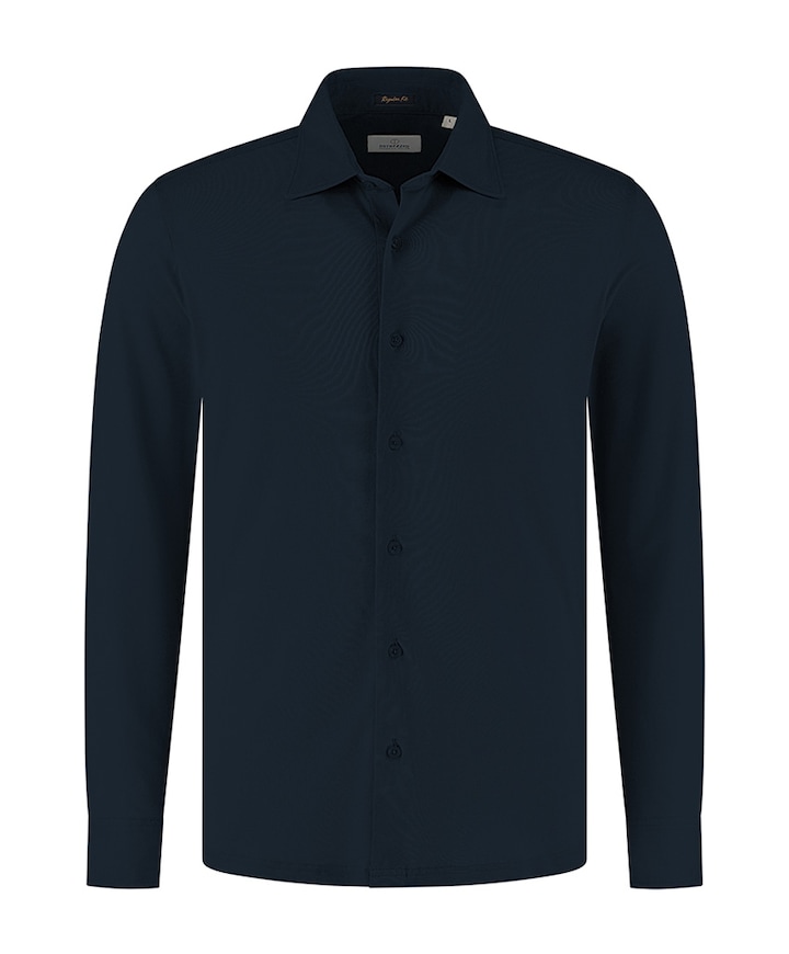 Heren overhemd lange mouw blauw