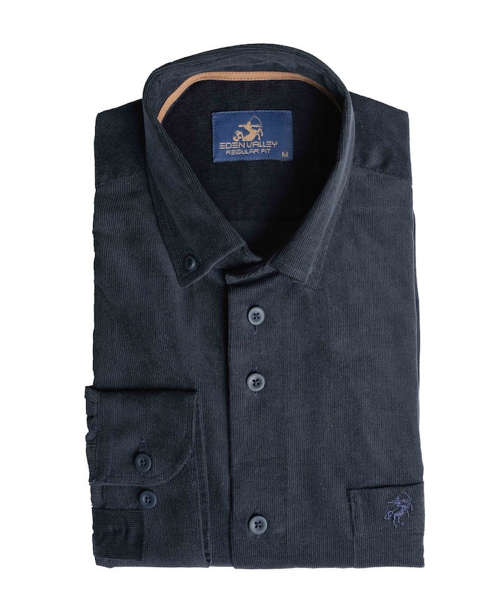 Heren overhemd lange mouw blauw