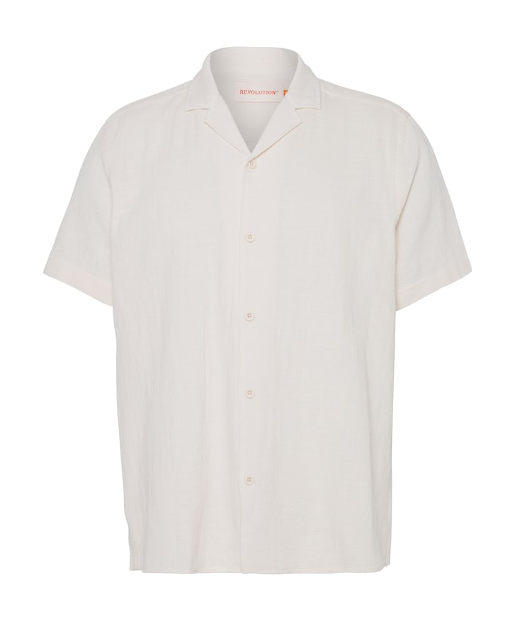 Heren overhemd korte mouw ecru