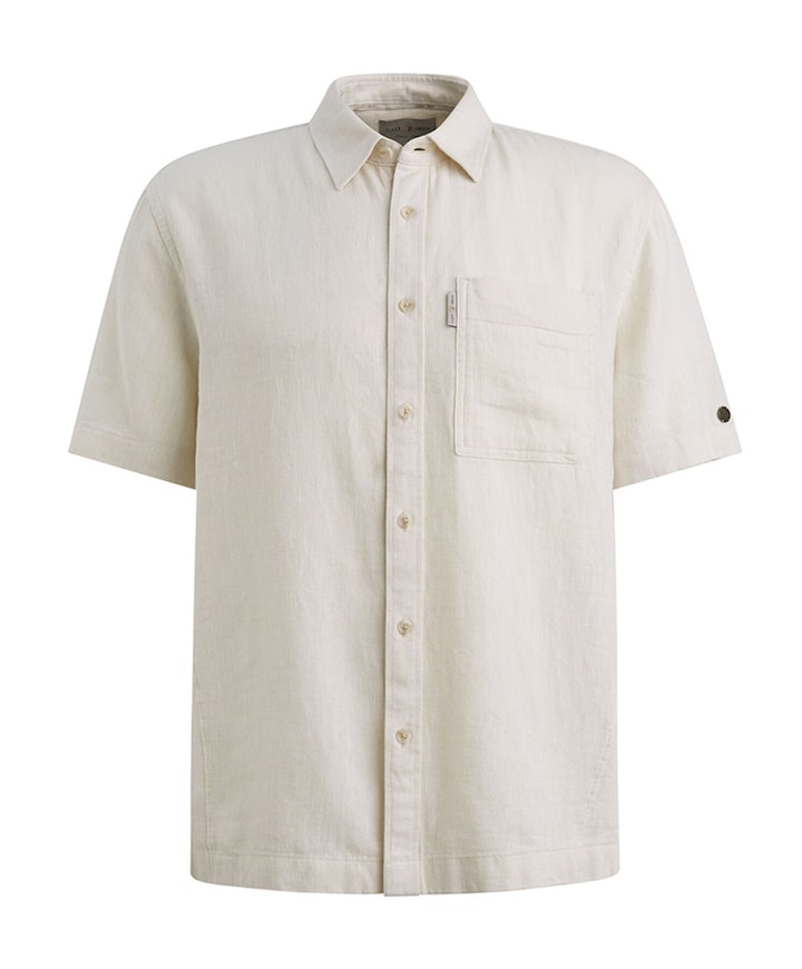 Heren overhemd korte mouw beige