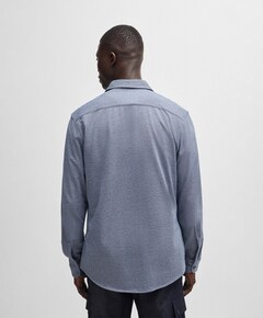 Heren overhemd lange mouw blauw