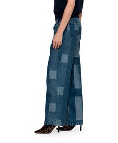 Patchwork jeans blauw