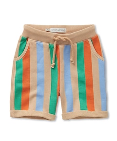 Sweat short stripes jongens korte broek beige
