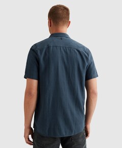 Heren overhemd korte mouw blauw