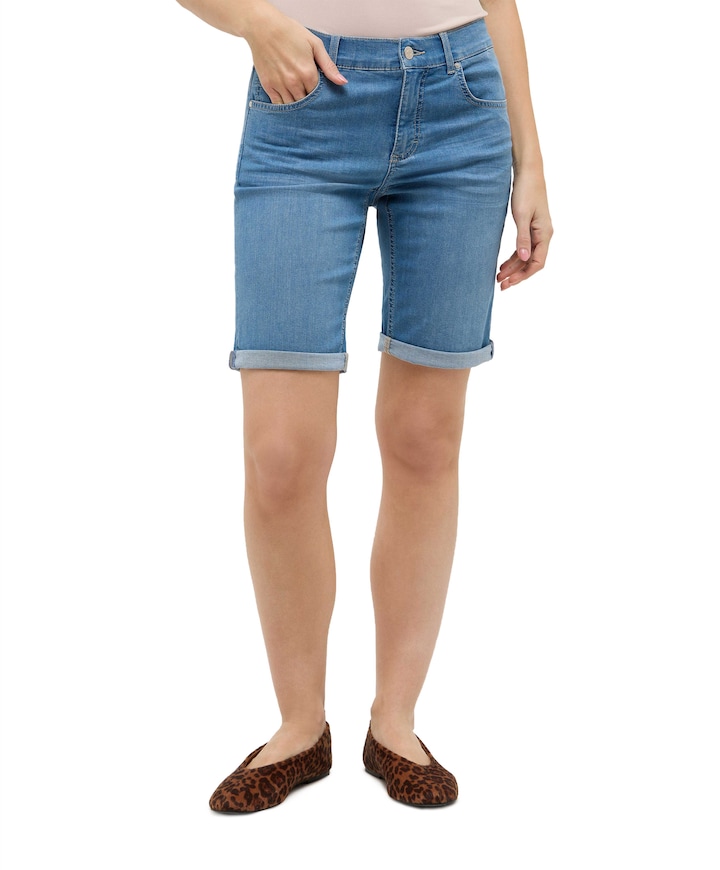 BERMUDA TURN UP dames jeans blauw