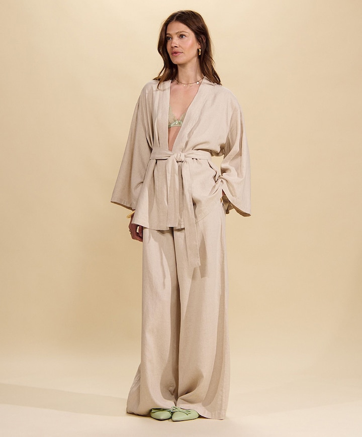 Dames pyjamabroek beige