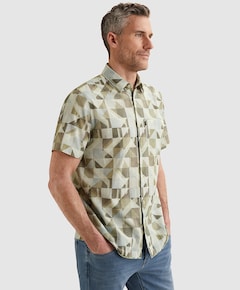 Heren overhemd korte mouw groen