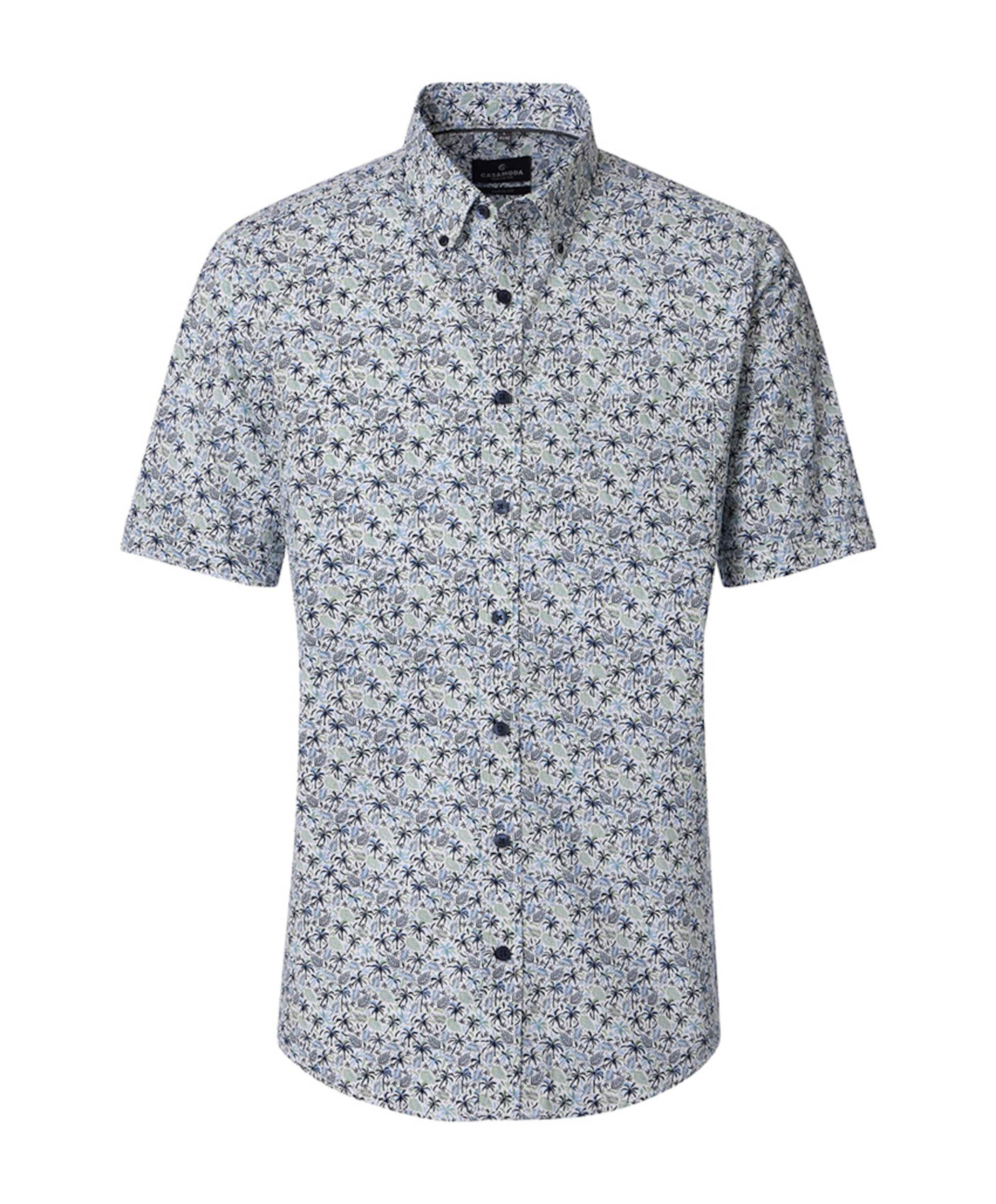 Heren overhemd korte mouw blauw