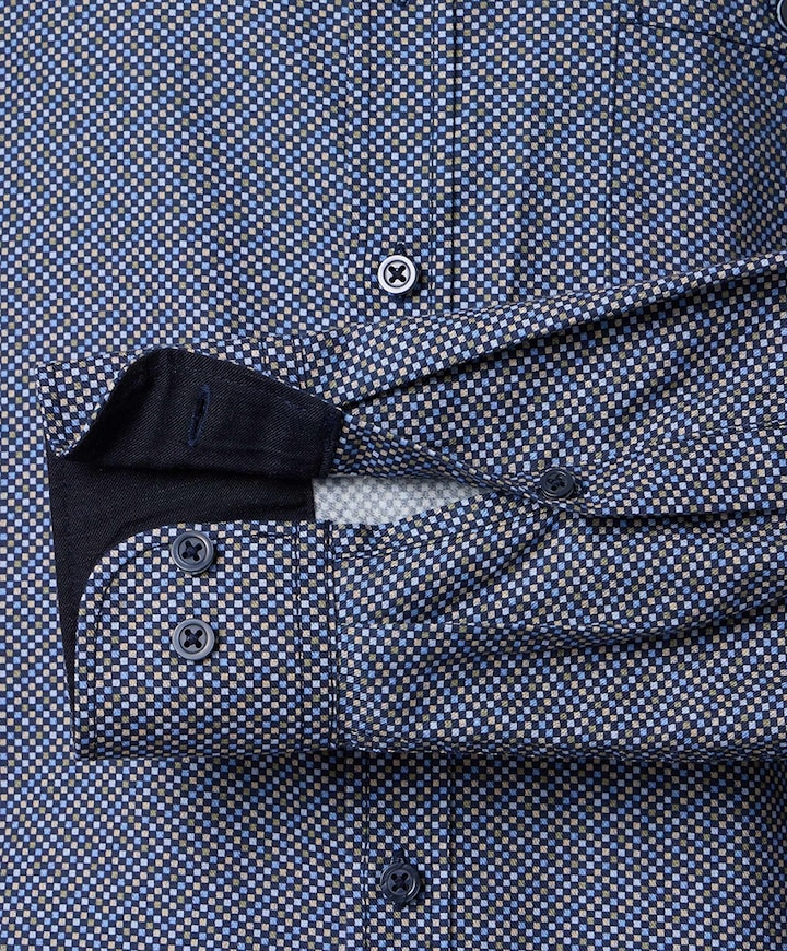 Heren overhemd lange mouw blauw