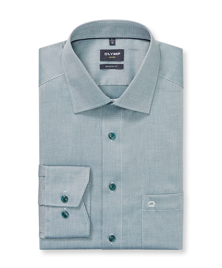 Heren overhemd lange mouw groen