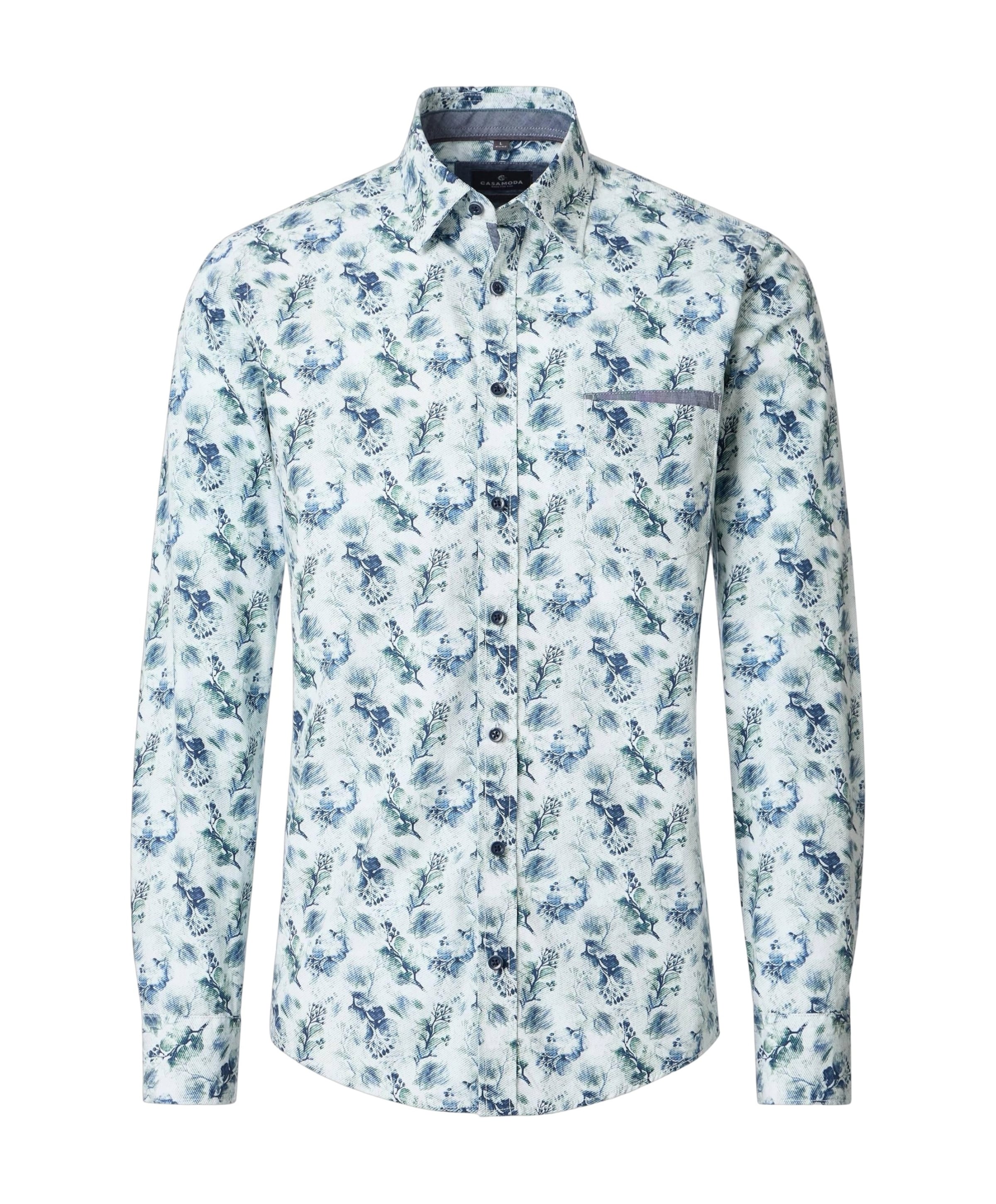 Heren overhemd lange mouw blauw
