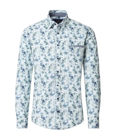 Heren overhemd lange mouw blauw