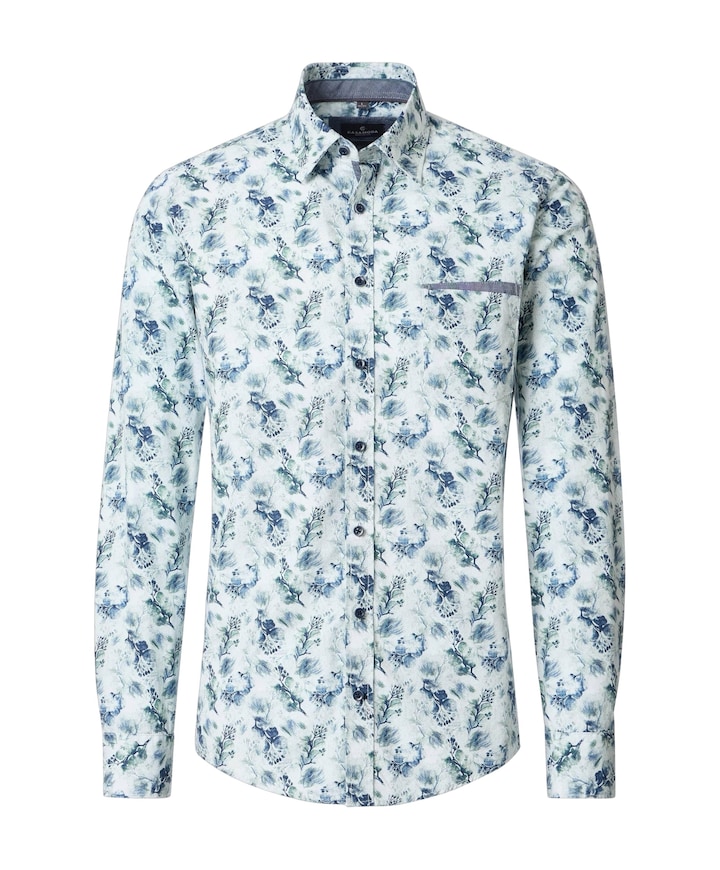 Heren overhemd lange mouw blauw