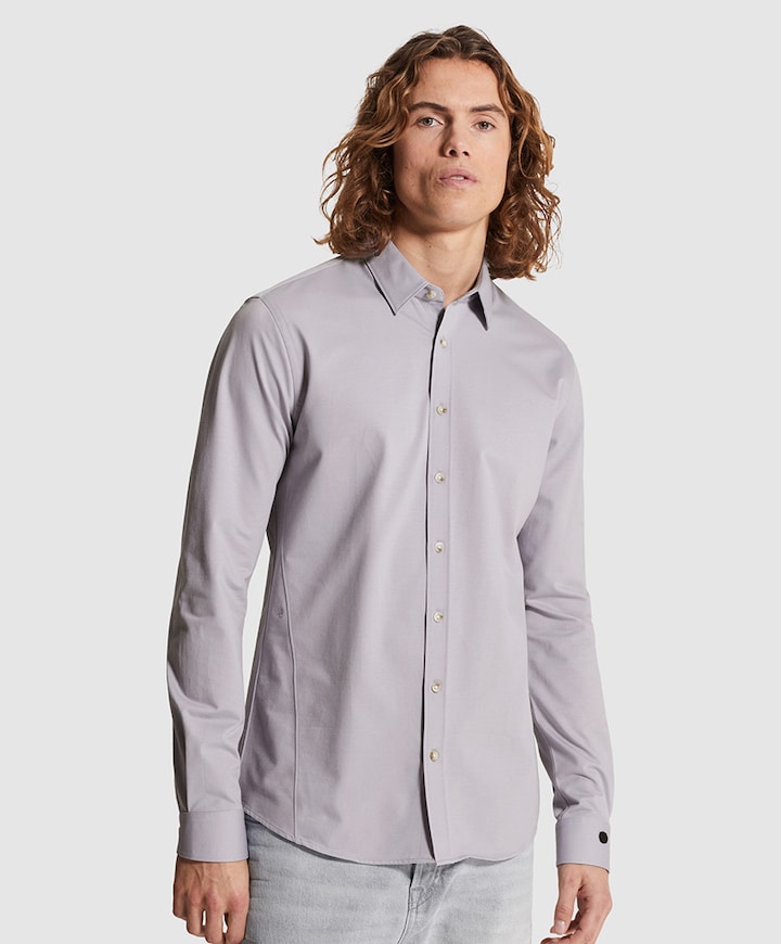 Heren overhemd lange mouw blauw